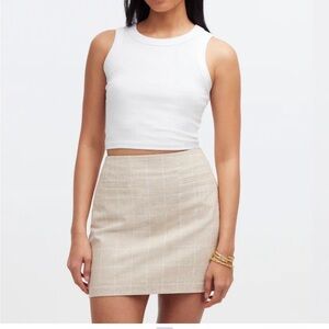 Madewell linen, cotton tan and white plaid ski skirt Beige Plaid Mini Skirt 8